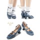 Iris Corolla Frame Square Heel Shoes(Reservation/8 Colours/Full Payment Without Shipping)